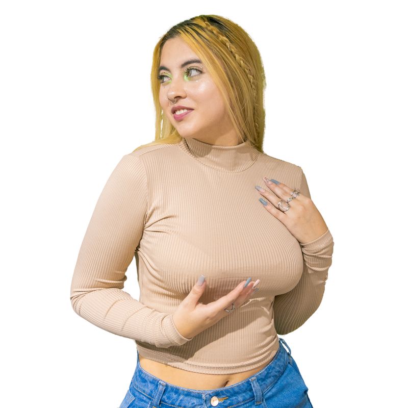 ATOGOB - blusa cuello alto  manga larga