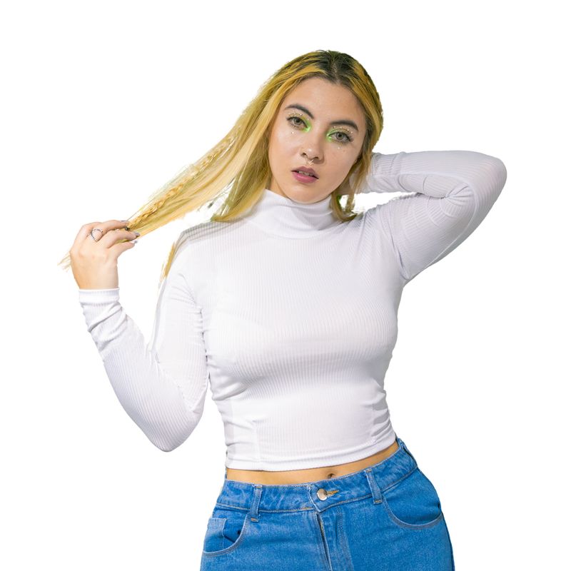 ATOGOB - blusa cuello alto  manga larga