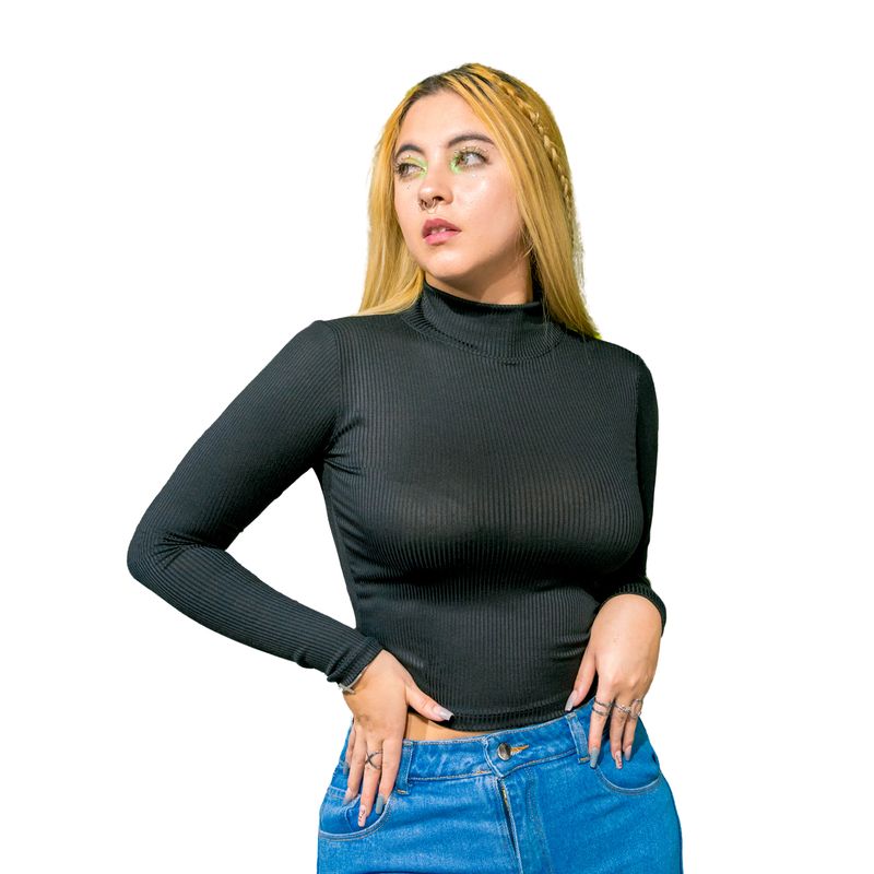 ATOGOB - blusa cuello alto  manga larga