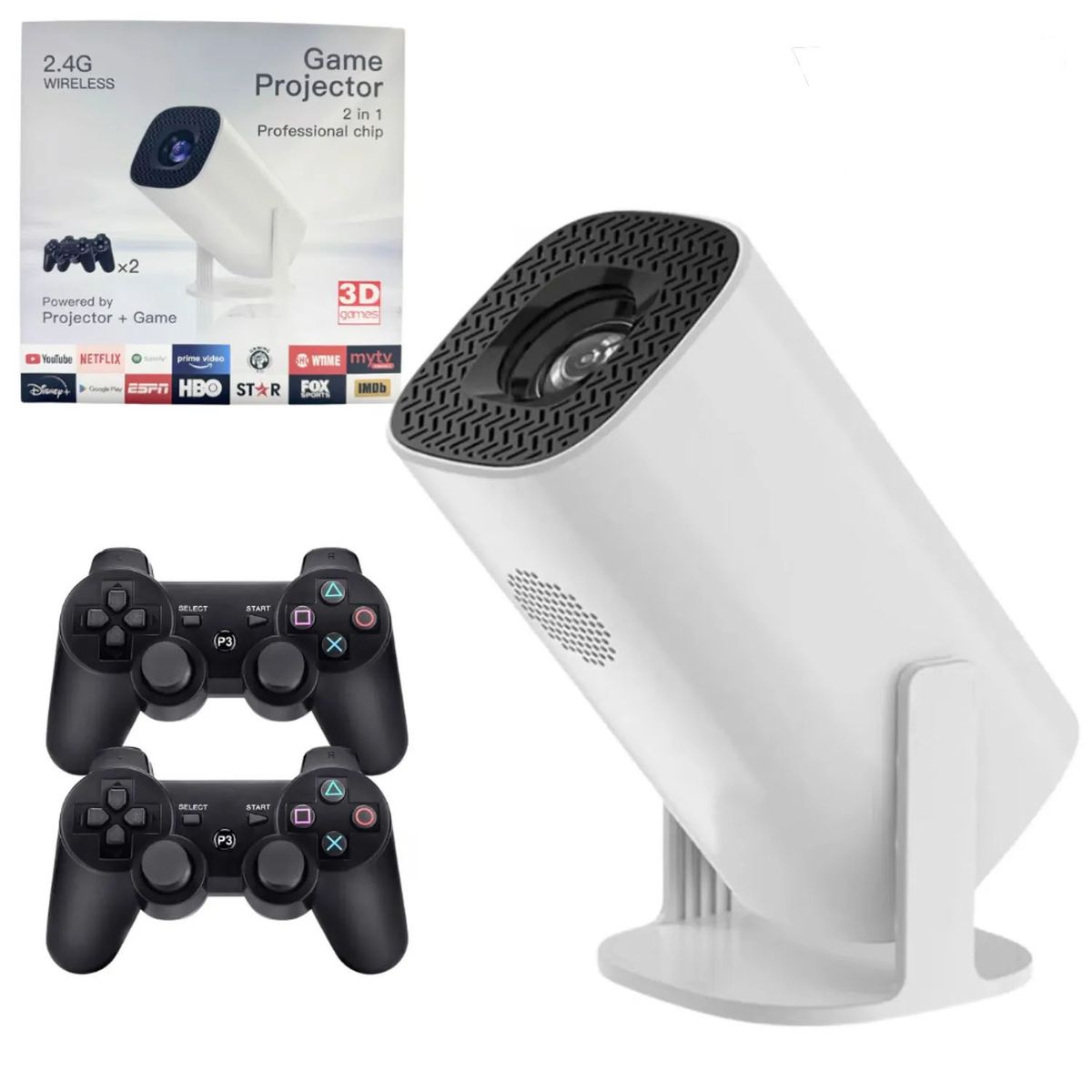 ONE PIXEL - Set Proyector Video Beam 4K Cine Para Celular TV Bluetooth Android 11 Portatil + 2 Controles P300