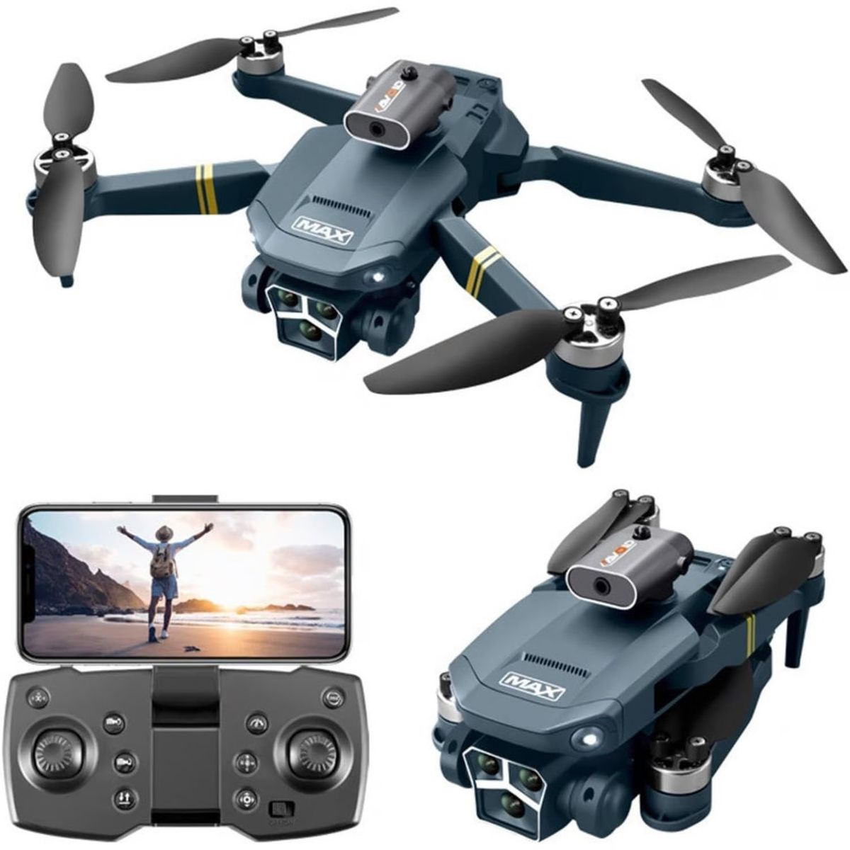 ONE PIXEL - Drone Y3 Max Doble Cámara WiFi 720p Con Estuche + 2 Baterías
