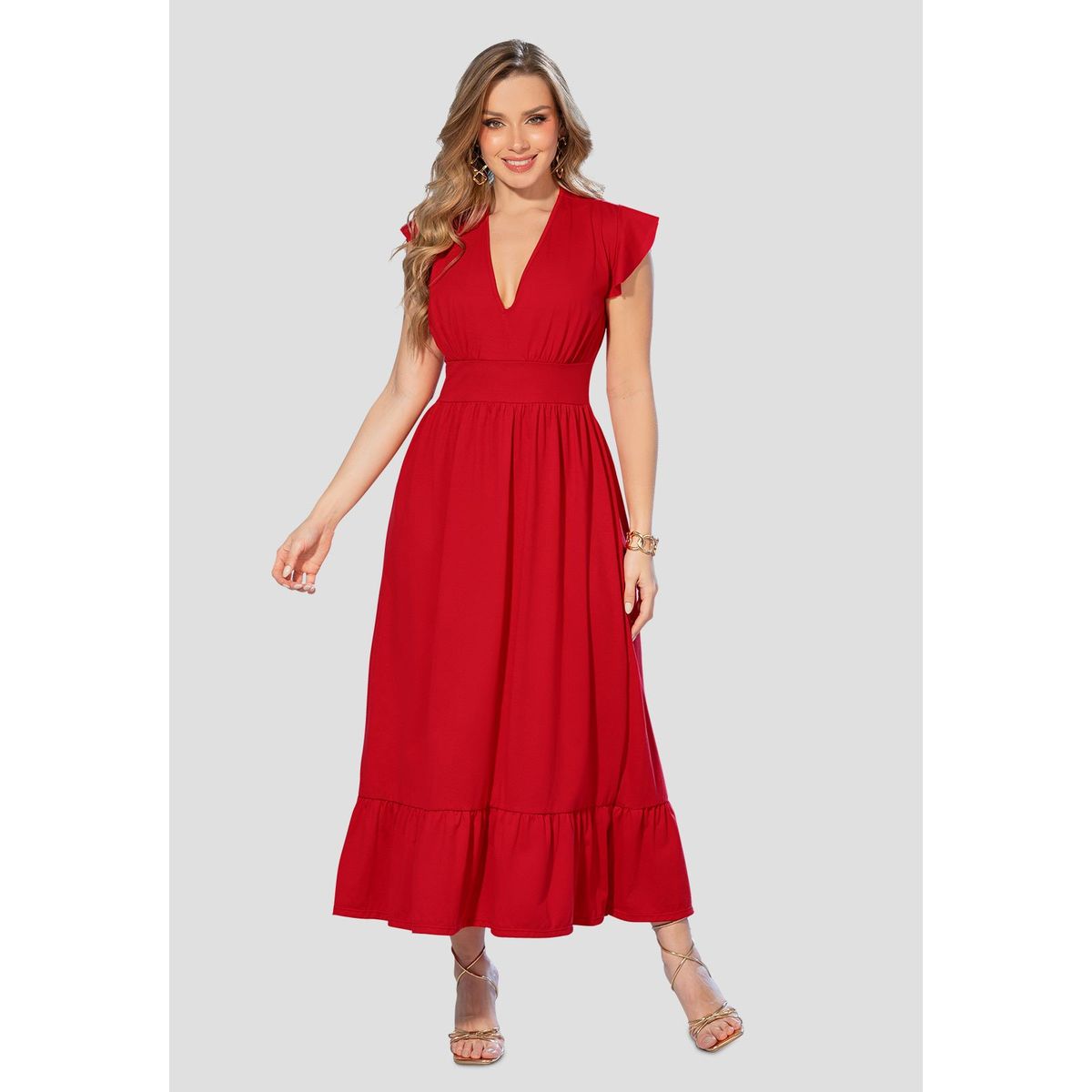 MARKETING PERSONAL - Vestido Largo Mujer Rojo Mp 869