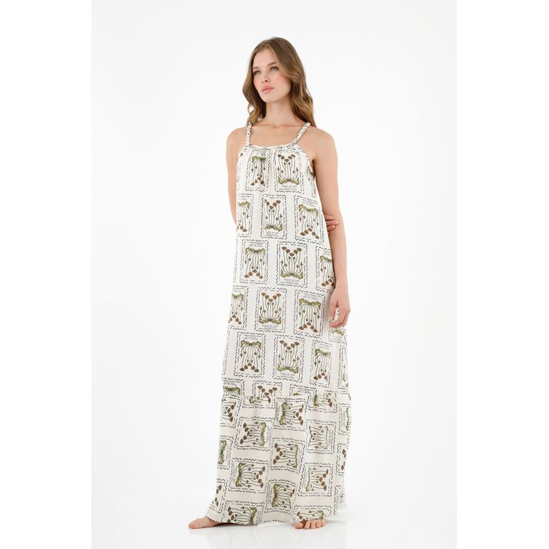TOPMARK - Vestido de tiras trenzadas estampado para mujer