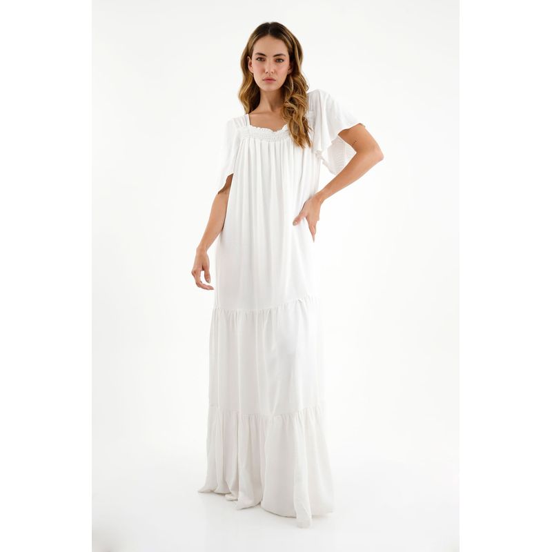 TOPMARK - Vestido con escote recto crudo para mujer