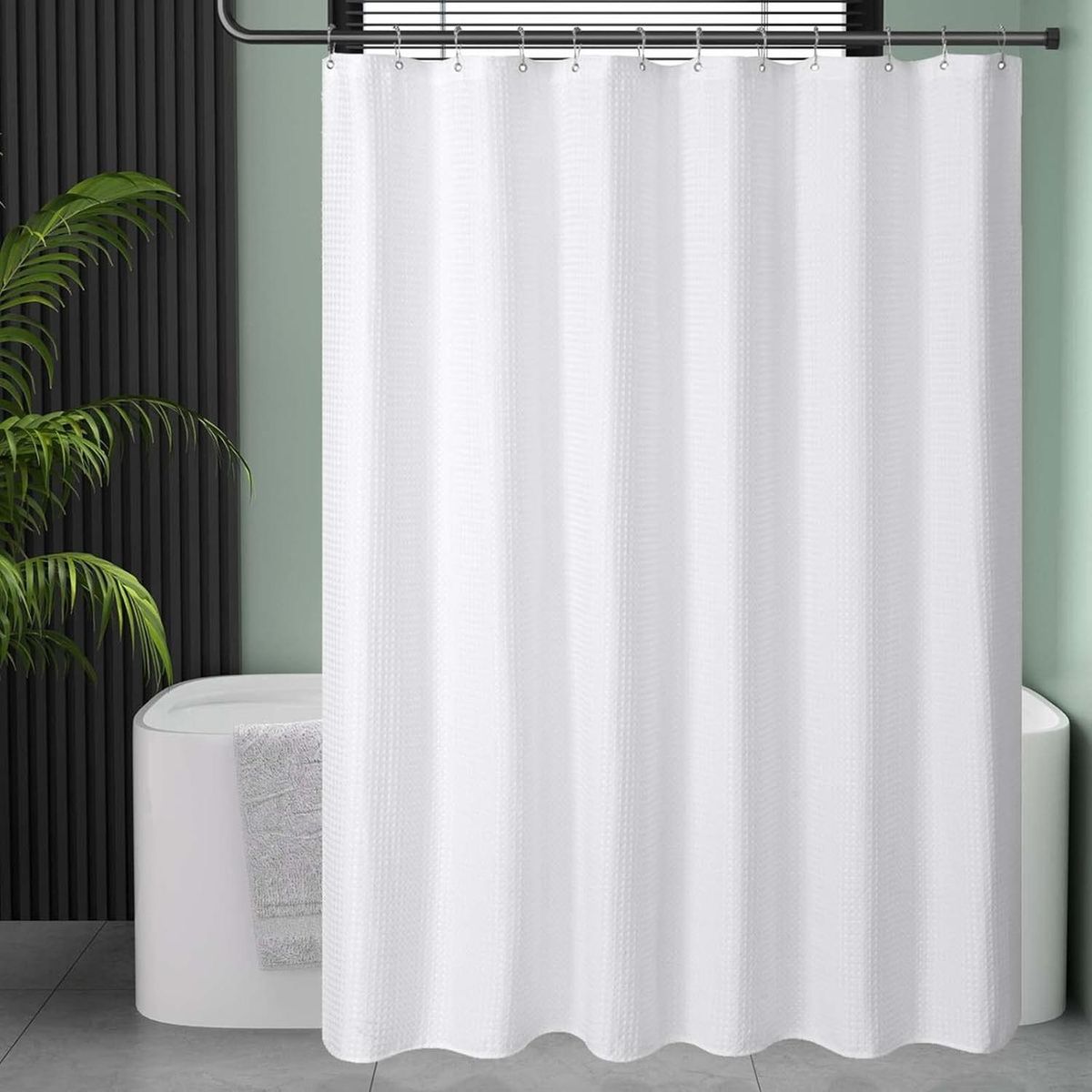 CASATUA - Cortina Baño Ducha 100% Impermeable con Iman y Forro - Blanco