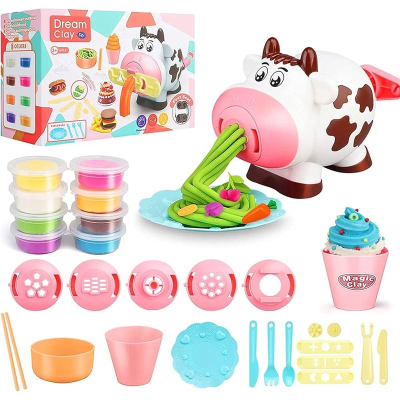 JUGUETERIA EXPRESS - Set Juguete Plastilina Vaca Moldeable Con Accesorios