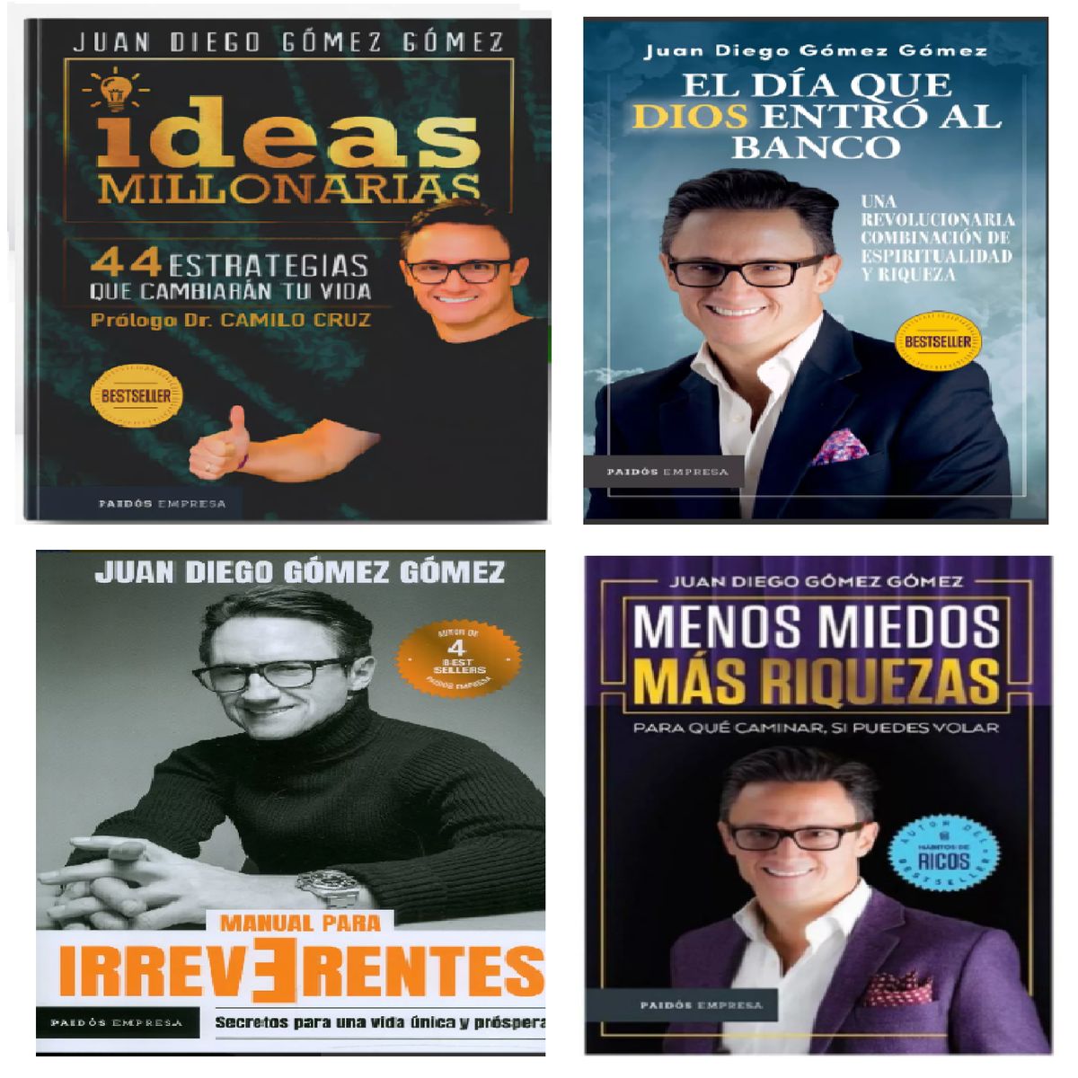 PAIDOS - Coleccion libros Juan Diego Gomez menos + Dios +irreverente +ideas