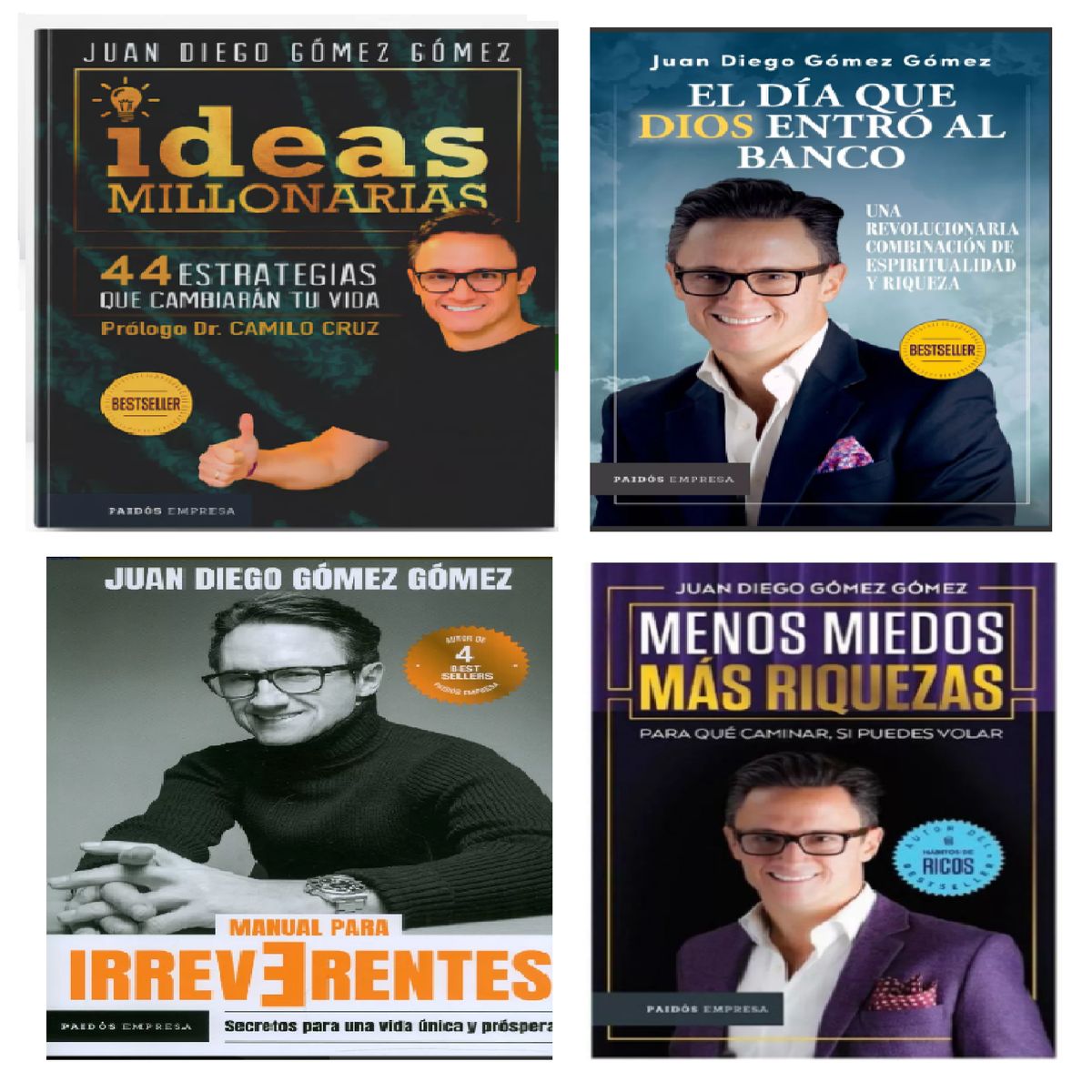 PAIDOS - Coleccion libros Juan Diego Gomez menos + Dios +irreverente +ideas