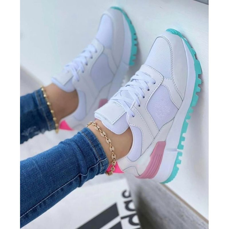 GENERICO - Tenis Turquesa Rosa Dama Zapatillas Zapatos Mujer Lindos Moda Casual