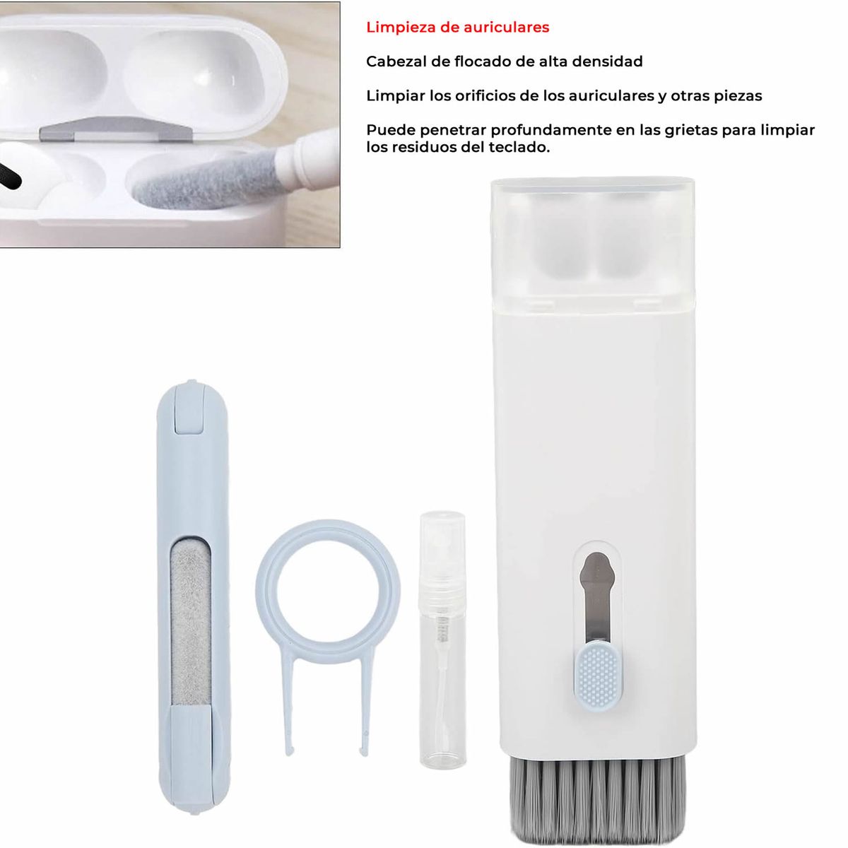 GENERICO - Limpiador Para Audífonos Celulares Teclados Portátil 7 En 1