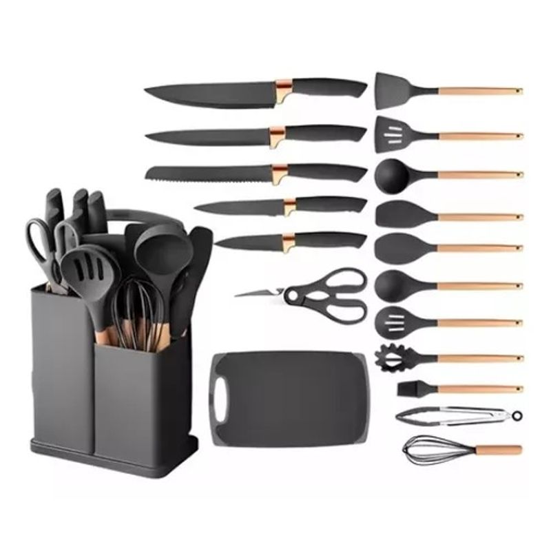 GENERICO - Set Utensilios De Cocina Silicona Juego De Cuchillos X19