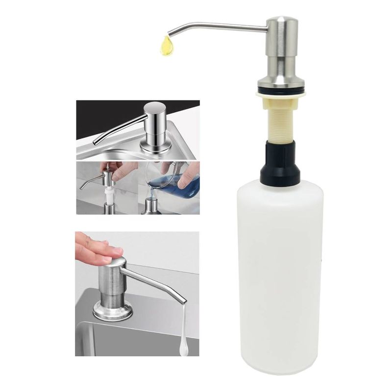 GENERICO - Dispensador Jabón 1 Litro Pico Acero Cuerpo Abs Cocina Tames