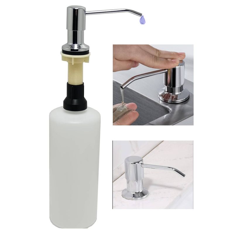 GENERICO - Dispensador Jabón 1 Lt Pico Acero Brillo Cuerpo Abs Cocina Tames