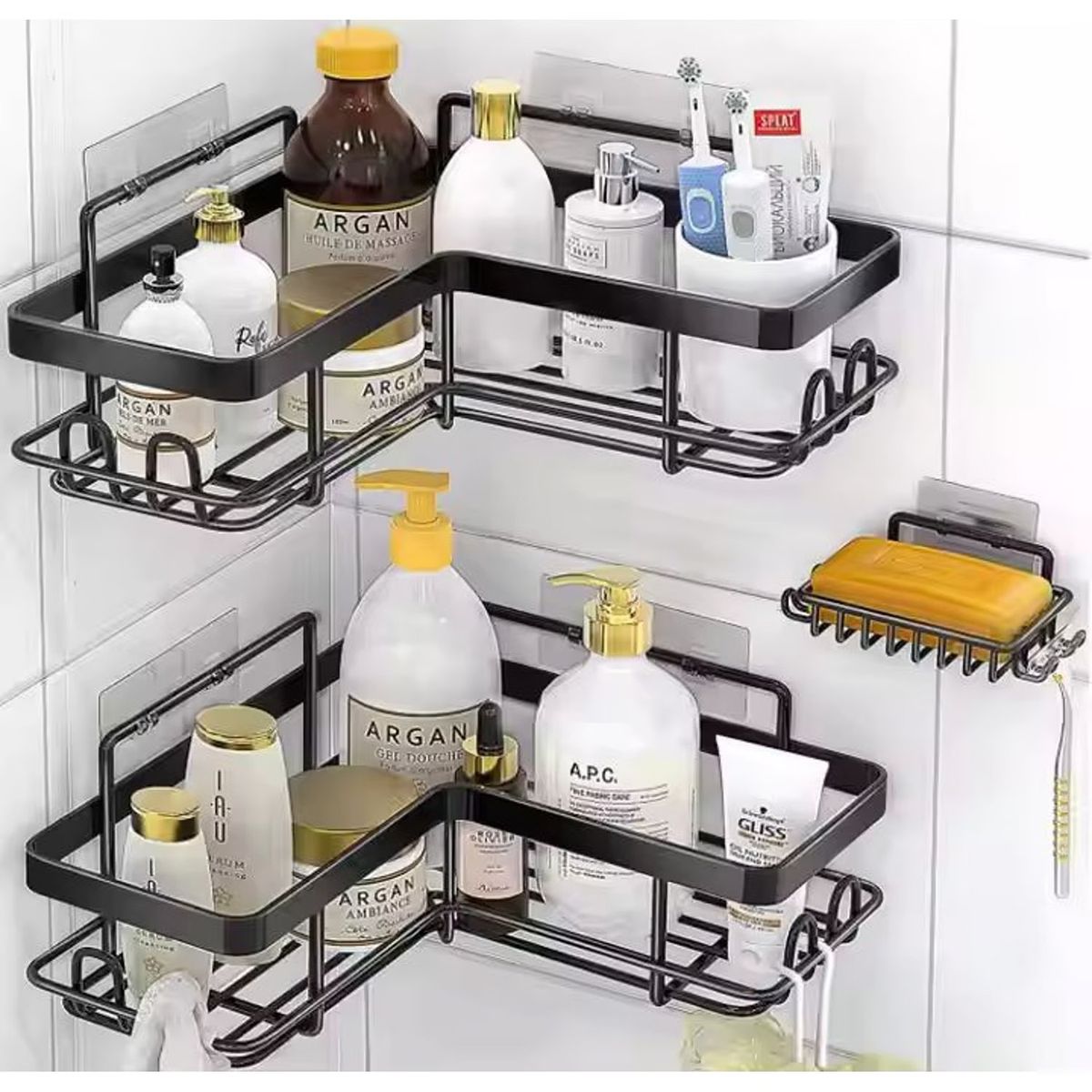 ONE PIXEL - Organizador de Ducha Repisa Baño Adhesivo Set 3 Inoxidable