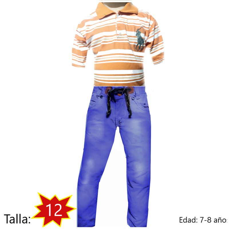 ZAFIRO JEANS - Pantalón  en drill  conjunto infantil con polito  para niño
