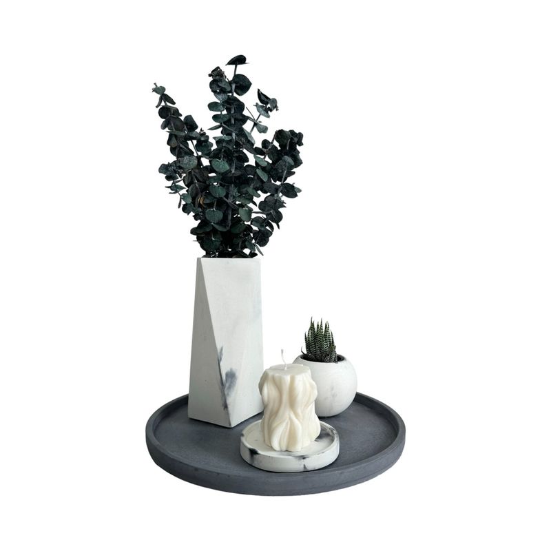 DE CONCRETO MATERAS Y DISEÑO - Setx4 Florero Alice de cemento Mármol negroOscuro