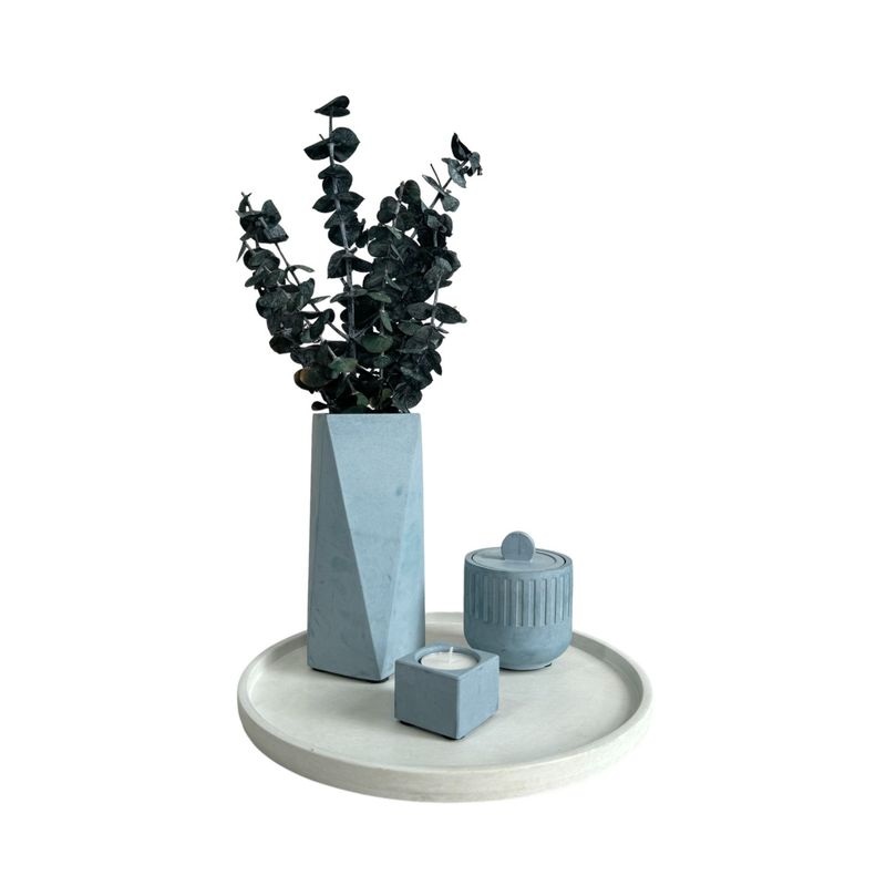 DE CONCRETO MATERAS Y DISEÑO - Setx4 Florero Alice de cemento Azul PetróleoBlanco