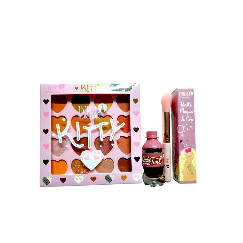 TRENDY - Kit Maquillaje trendy x 4 kitty brillo magico tinta brocha