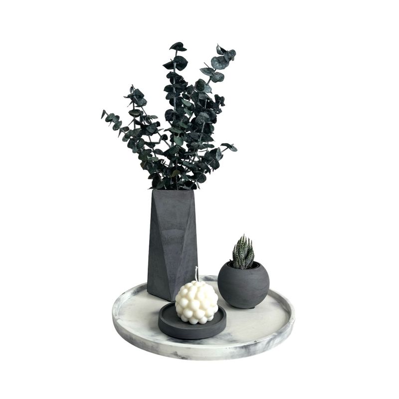 DE CONCRETO MATERAS Y DISEÑO - Setx4 Florero Alice de cemento Oscuro Mármol negro