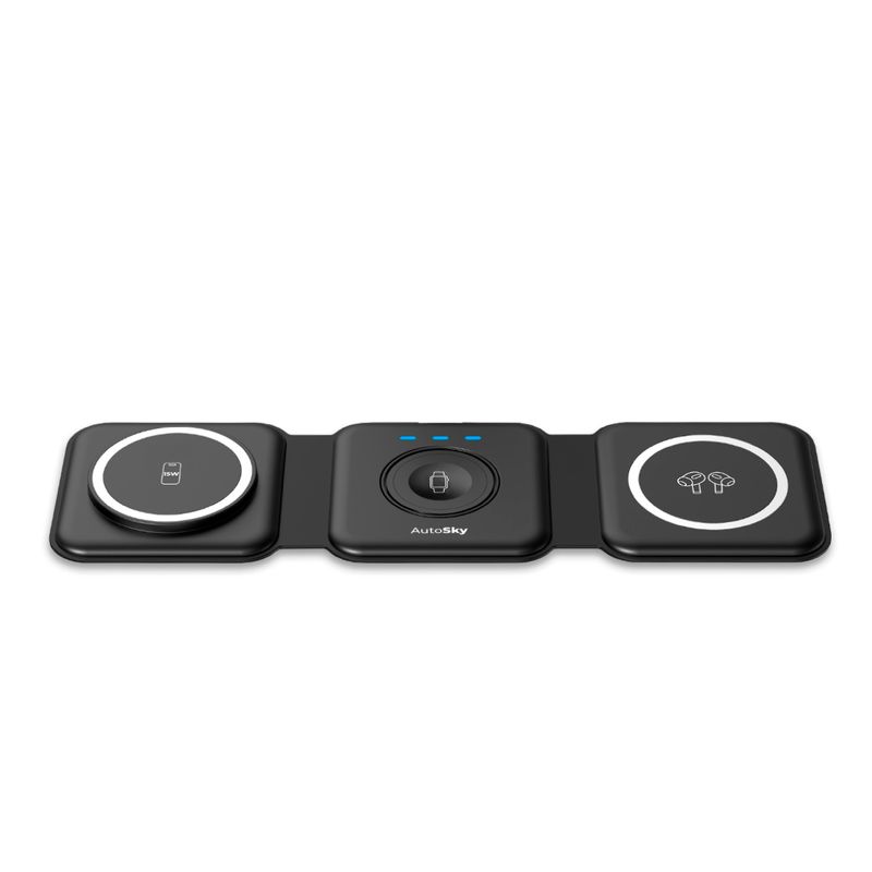AUTOSKY - Cargador Apple Magsafe 3 en 1 Usb - C 15w AutoSky Negro