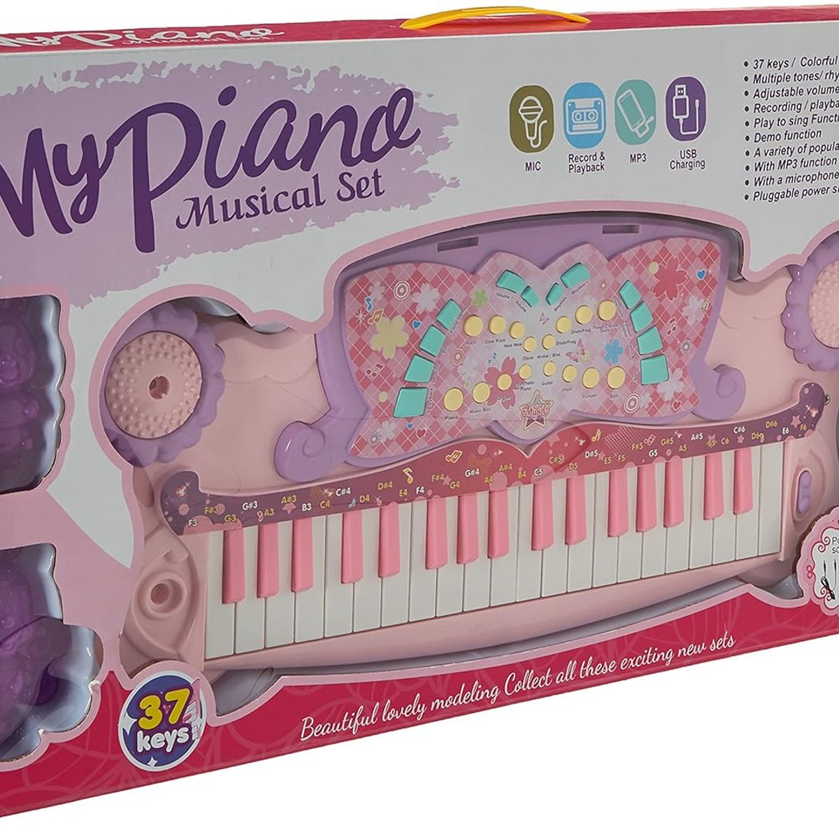 JUGUETERIA EXPRESS - Organeta Piano Niña Con Microfono Luces Melodias Mp3 Juguete