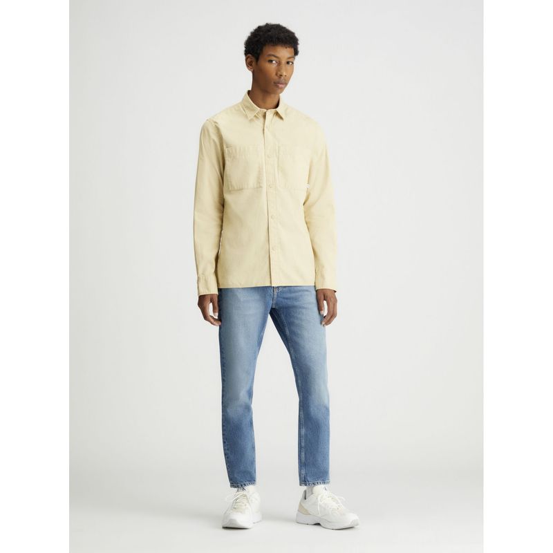 CALVIN KLEIN - Camisa Beige Con Textura Lineal Calvin Klein
