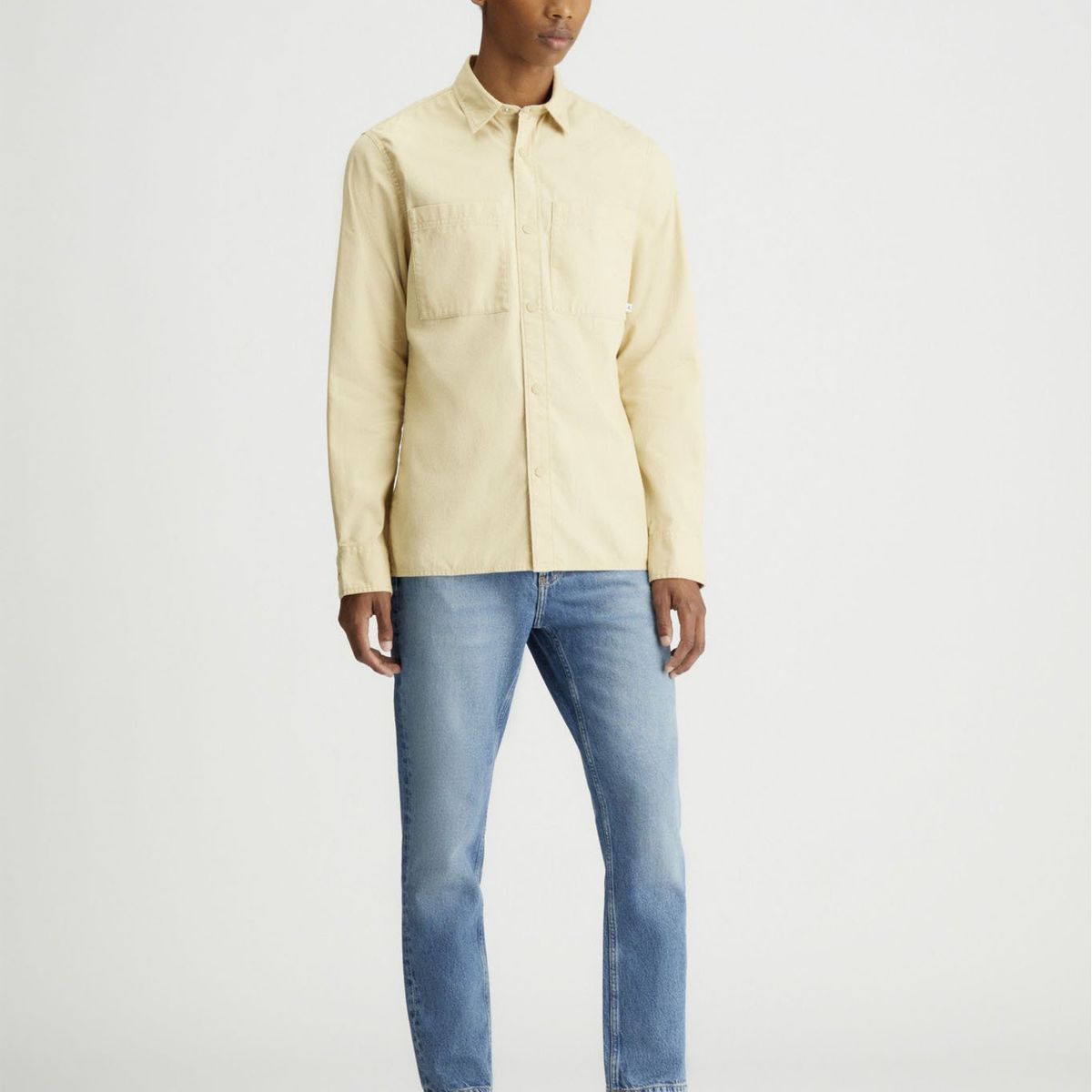 CALVIN KLEIN - Camisa Beige Con Textura Lineal Calvin Klein