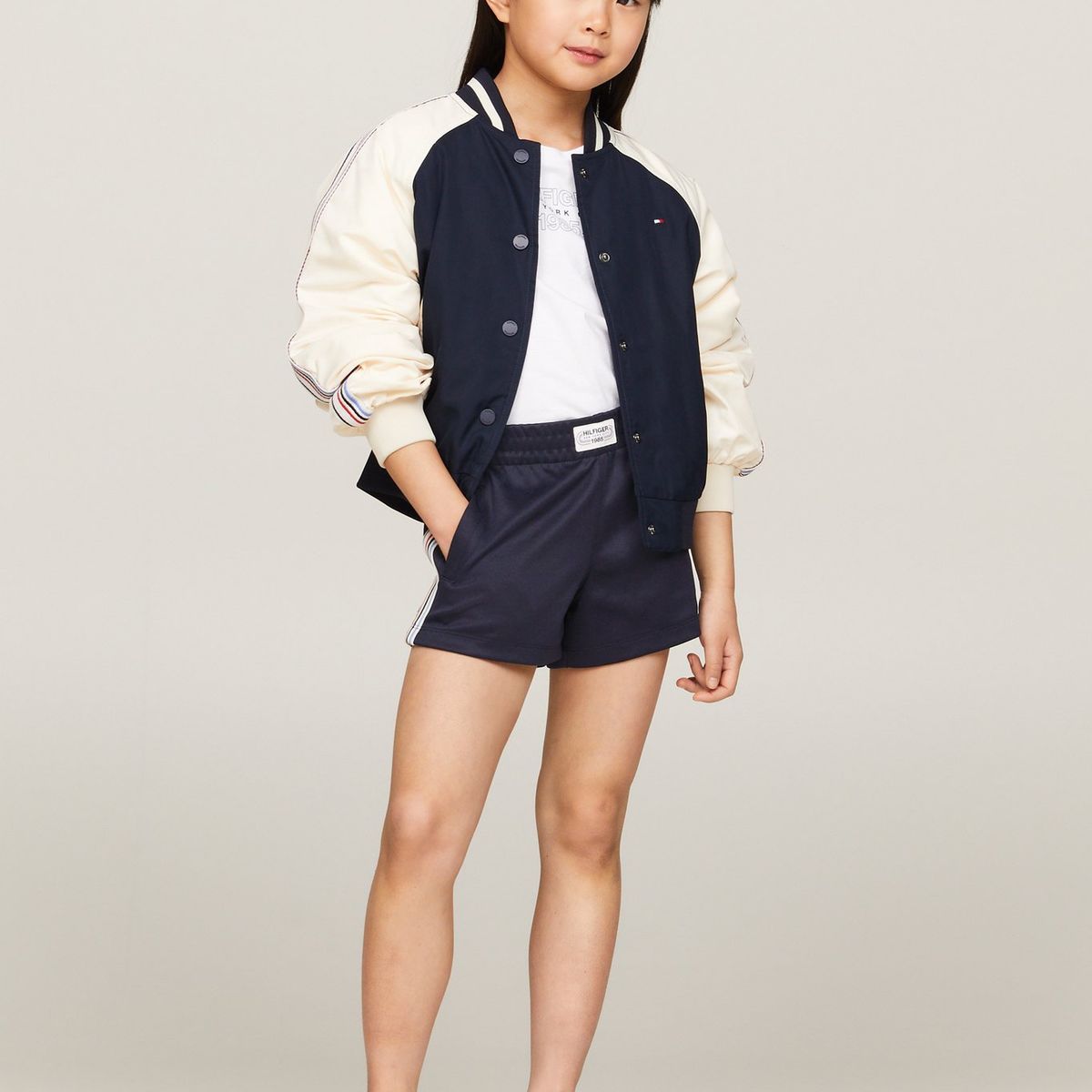 TOMMY HILFIGER - Shorts Azul Niña Azul De Rayas Mixtas Colección 1985 Tommy Hilfiger