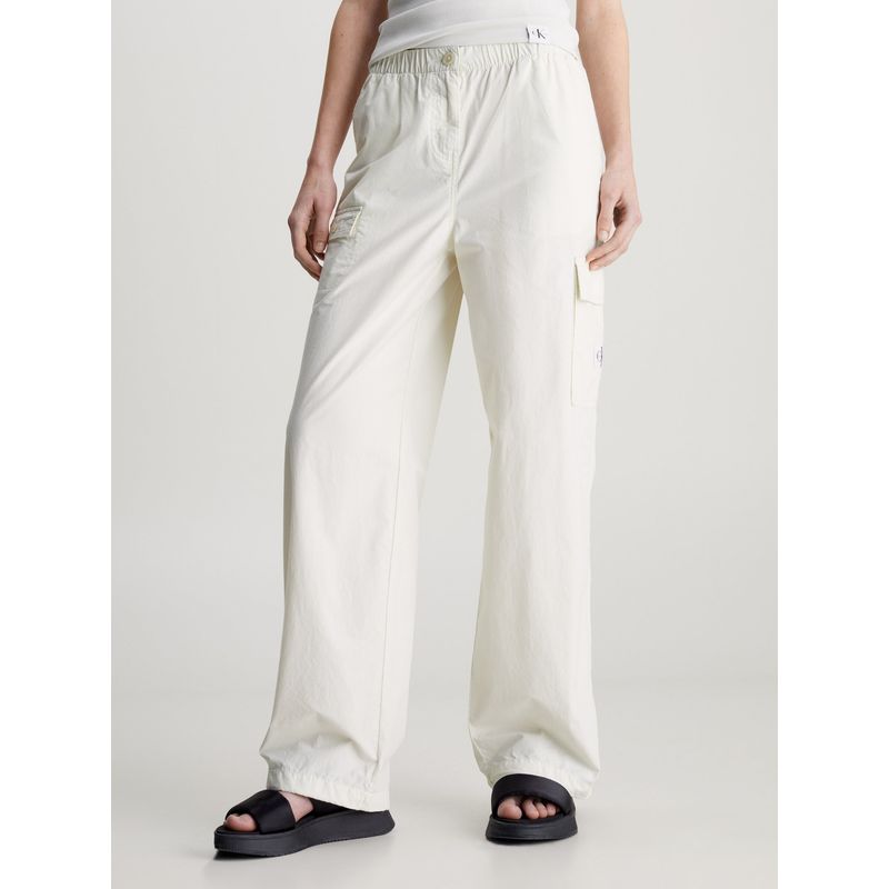 CALVIN KLEIN - Pantalón blanco cargo recto de algodón Calvin Klein