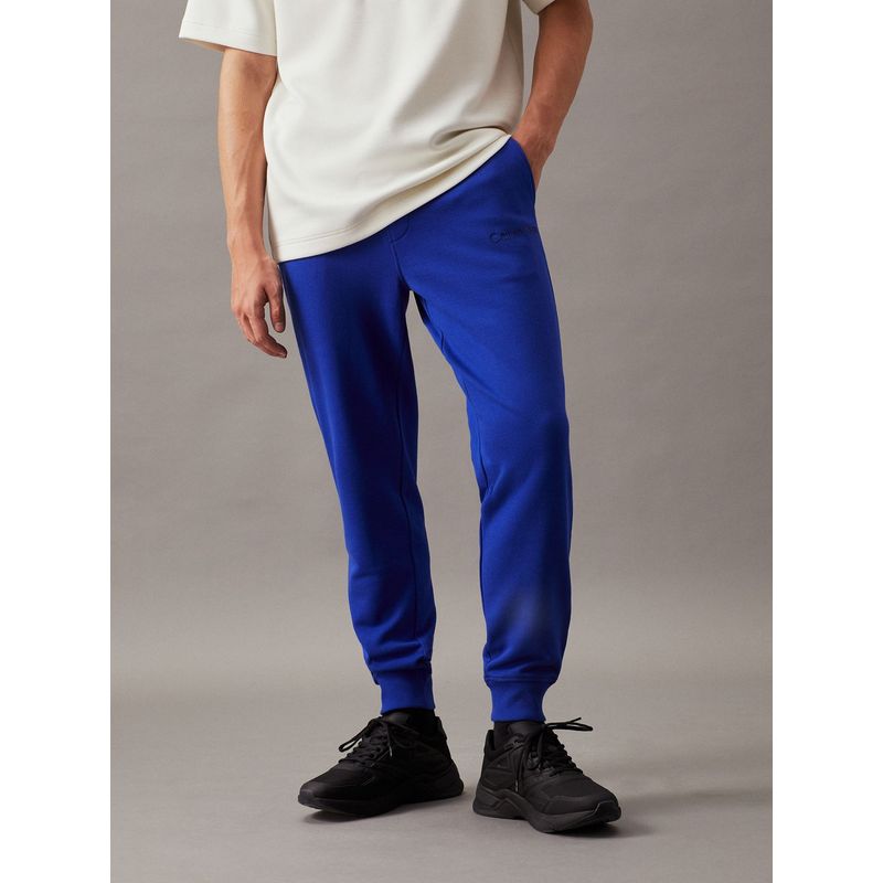 CALVIN KLEIN - Pantalón azul de chándal de felpa de algodón Calvin Klein