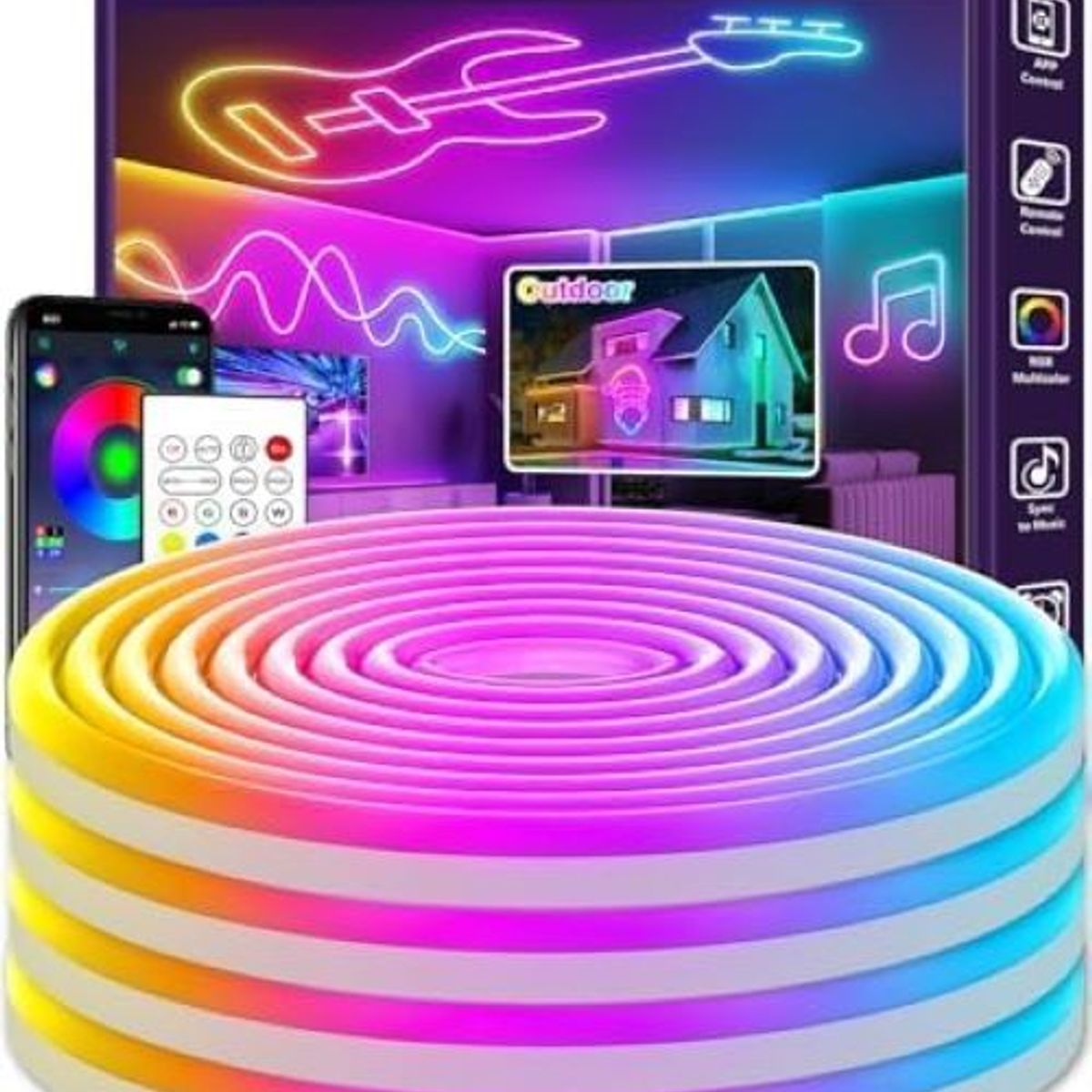 INA NEON - Luz Led Luz De Neón Flexible 15m Bluetooth  RGB