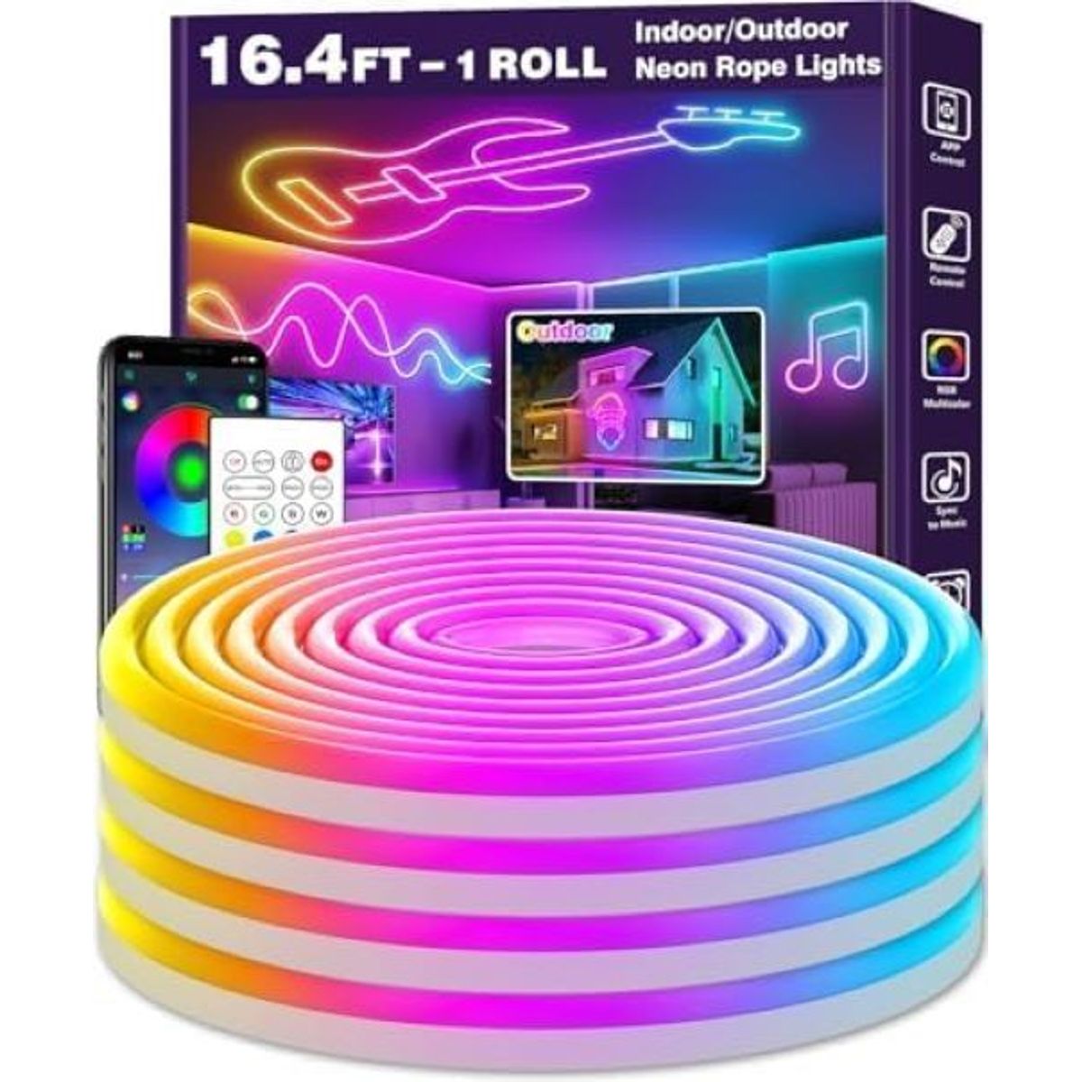 INA NEON - Luz Led Luz De Neón Flexible 15m Bluetooth  RGB