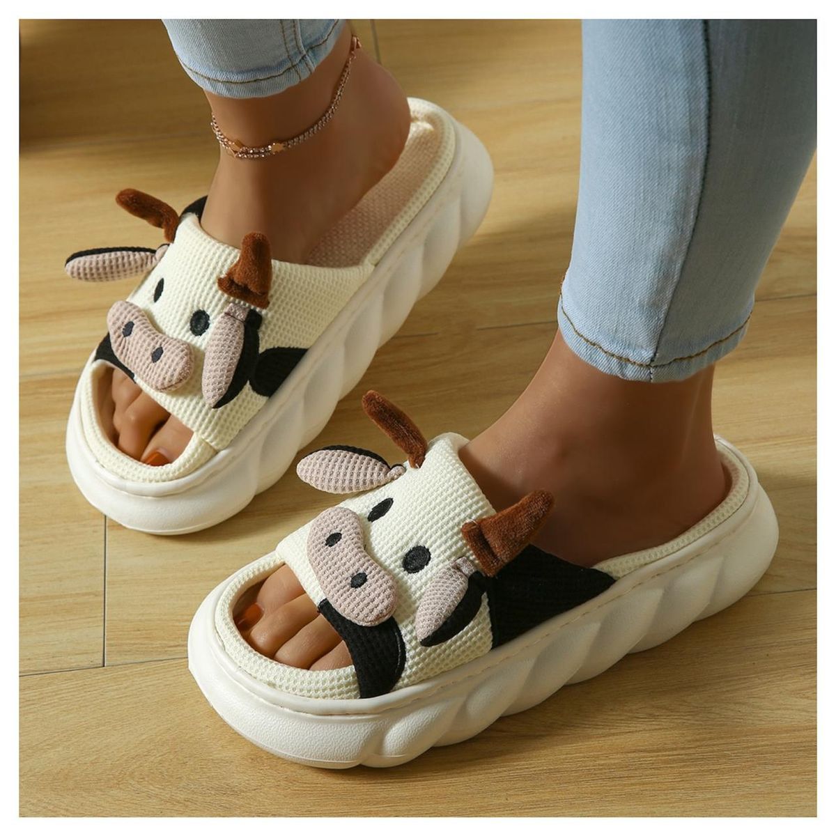 MULTIPLACE COLOMBIA - Pantuflas de vaca para mujer de peluche importadas