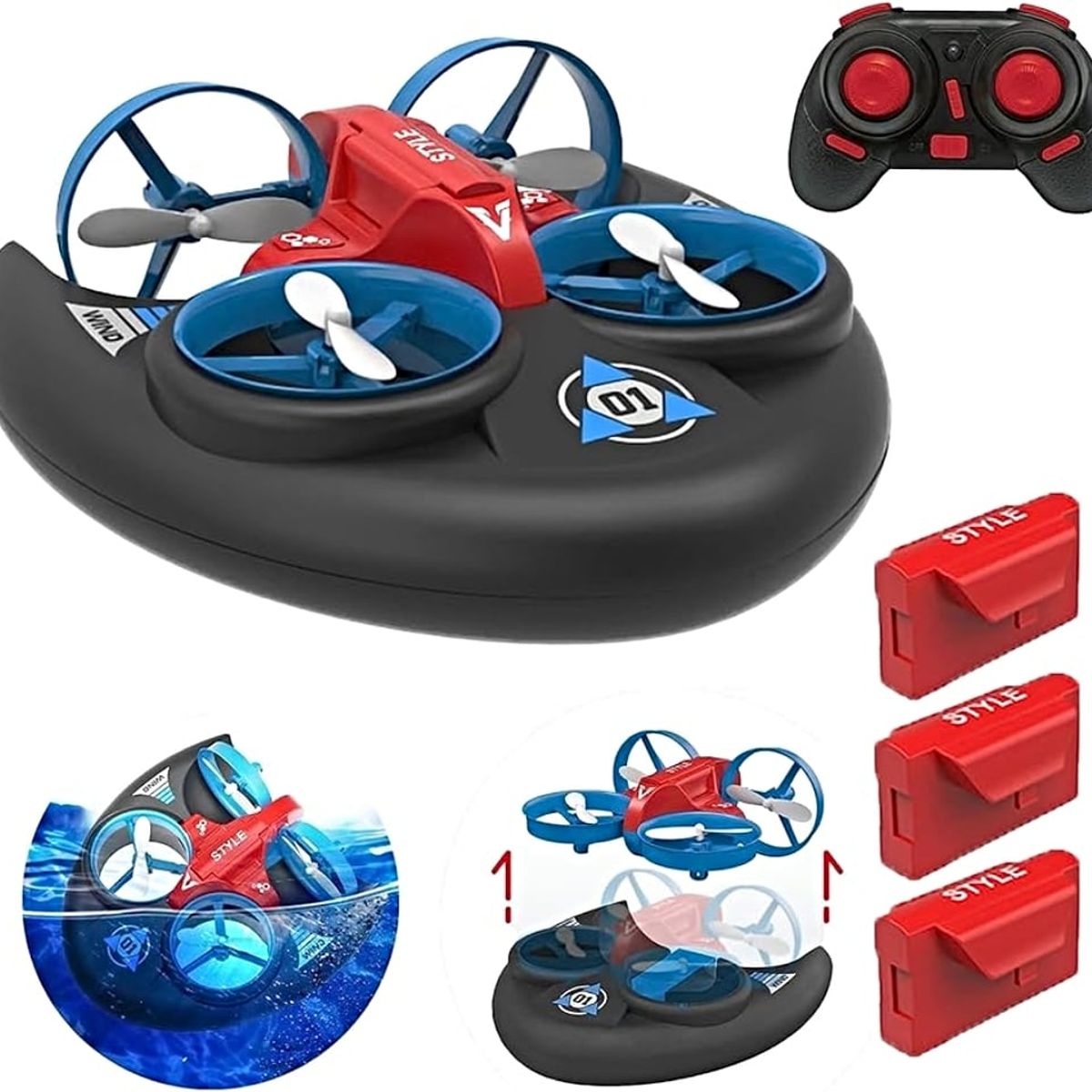 GENERICO - Dron de Juego 3 en 1 (Agua-Aire y Tierra)