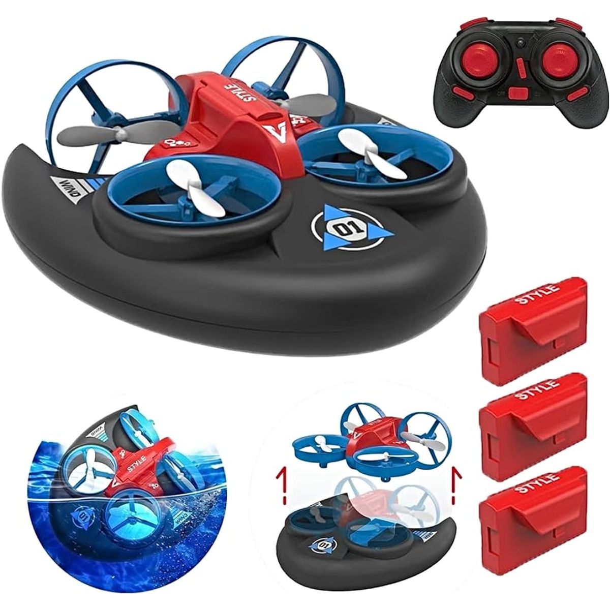 GENERICO - Dron de Juego 3 en 1 (Agua-Aire y Tierra)