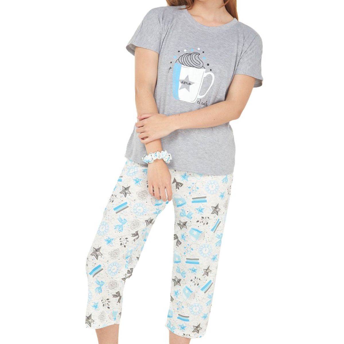 SANTANA - Pijama Mujer Agatha Azul Jaspe