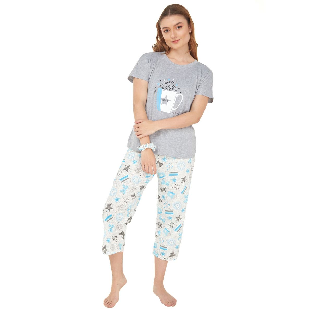 SANTANA - Pijama Mujer Agatha Azul Jaspe