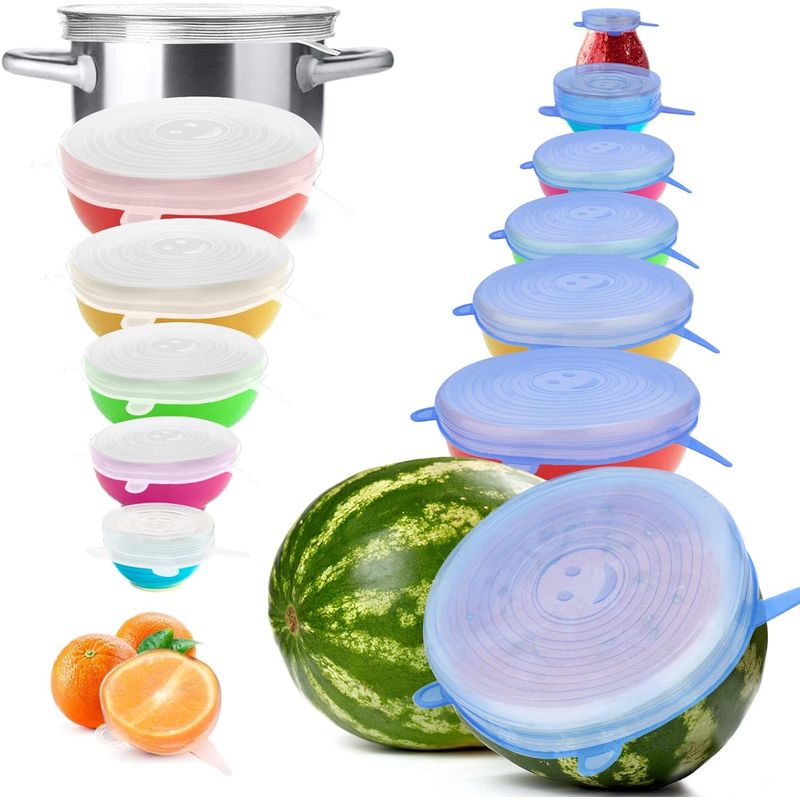 JAYSTORE - Setx12 Tapas De Silicona Reutilizables Elásticas Recipientes