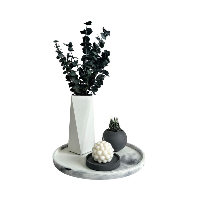 DE CONCRETO MATERAS Y DISEÑO - Setx4 Florero Alice de cemento Blancooscuro y Mármol negro