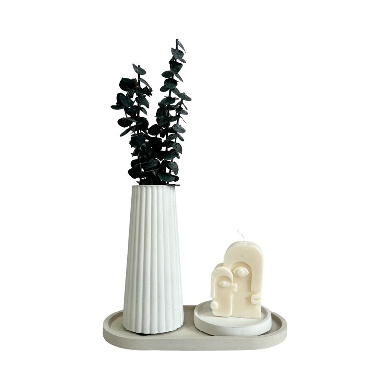 DE CONCRETO MATERAS Y DISEÑO - Setx3 Florero Alessia de cemento BlancoArena