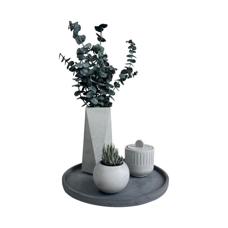 DE CONCRETO MATERAS Y DISEÑO - Setx4 Florero Alice de cemento GrisOscuro