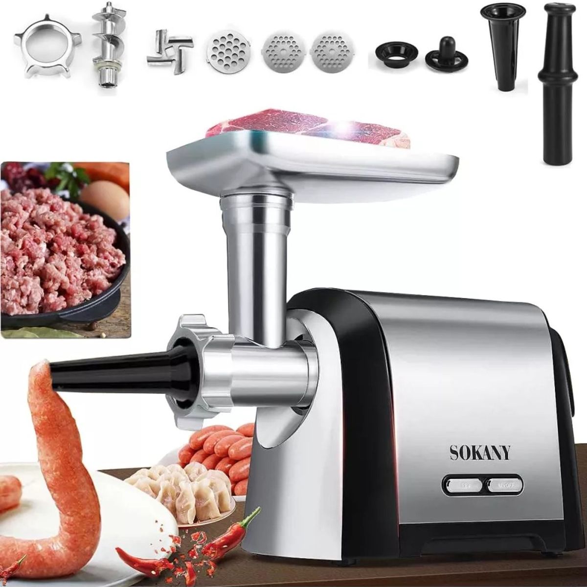 SOKANY - Molino Electrico Sokany 2800w Maiz Carne Accesorios 3 En 1