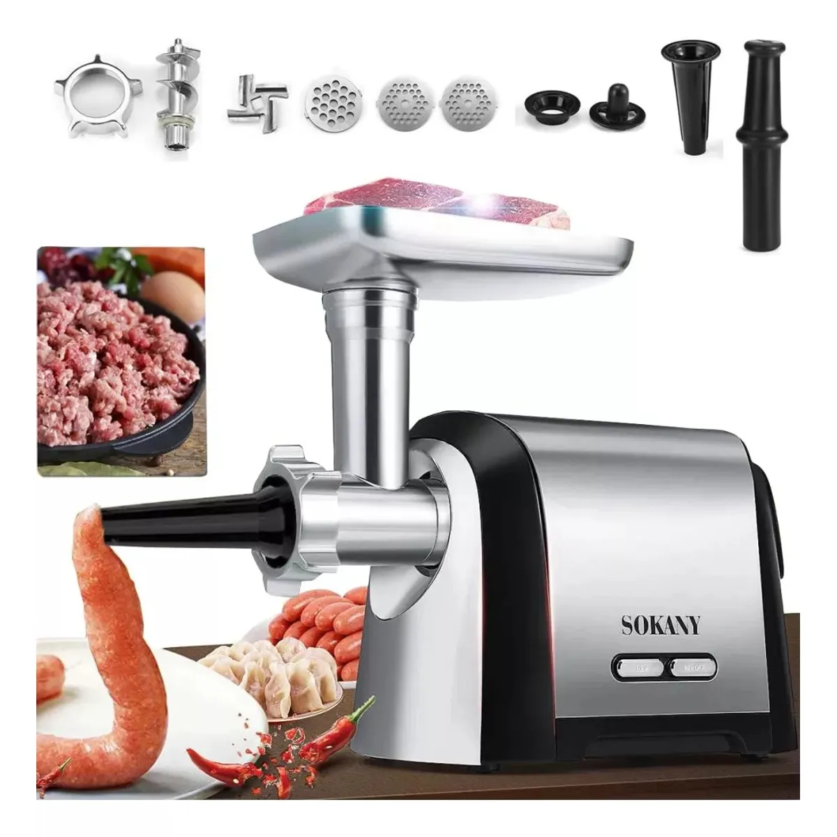 SOKANY - Molino Electrico Sokany 2800w Maiz Carne Accesorios 3 En 1