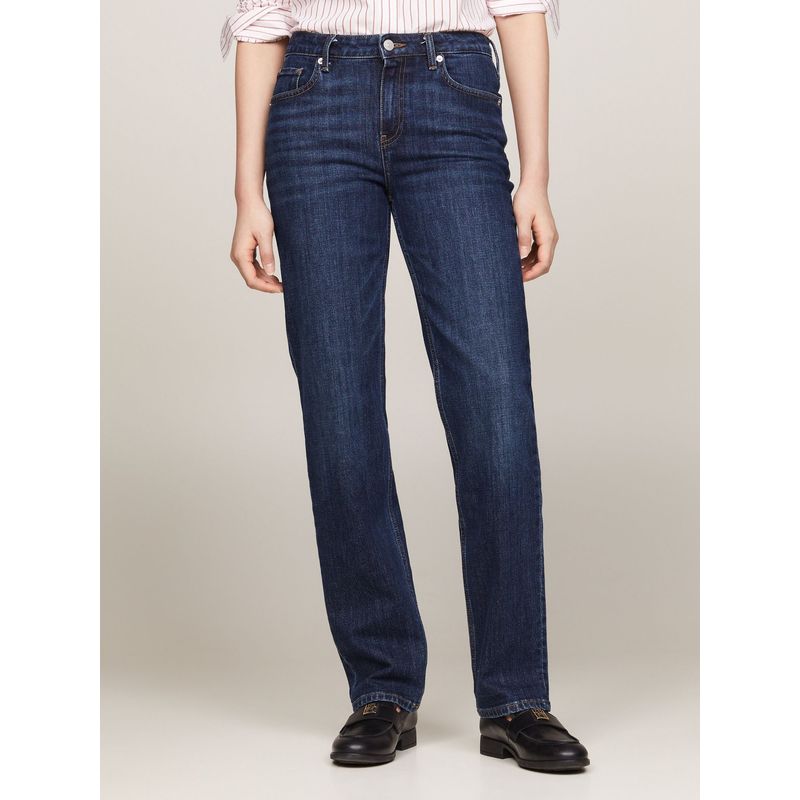 TOMMY HILFIGER - Jeans azul rectos de talle medio con efecto usado Tommy Hilfiger