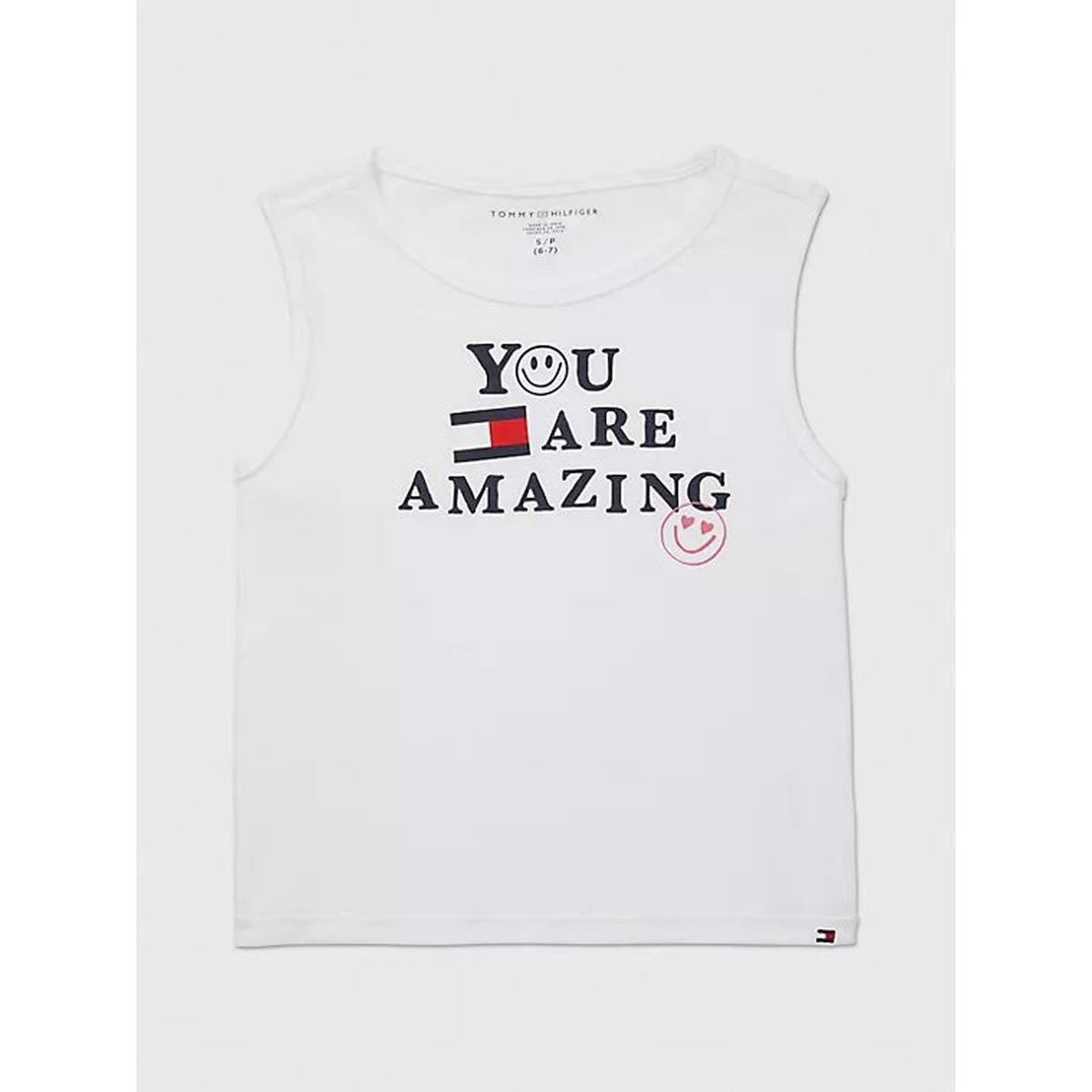 TOMMY HILFIGER - Camiseta Blanca Sin Mangas En Algodón Para Niña Tommy Hilfiger