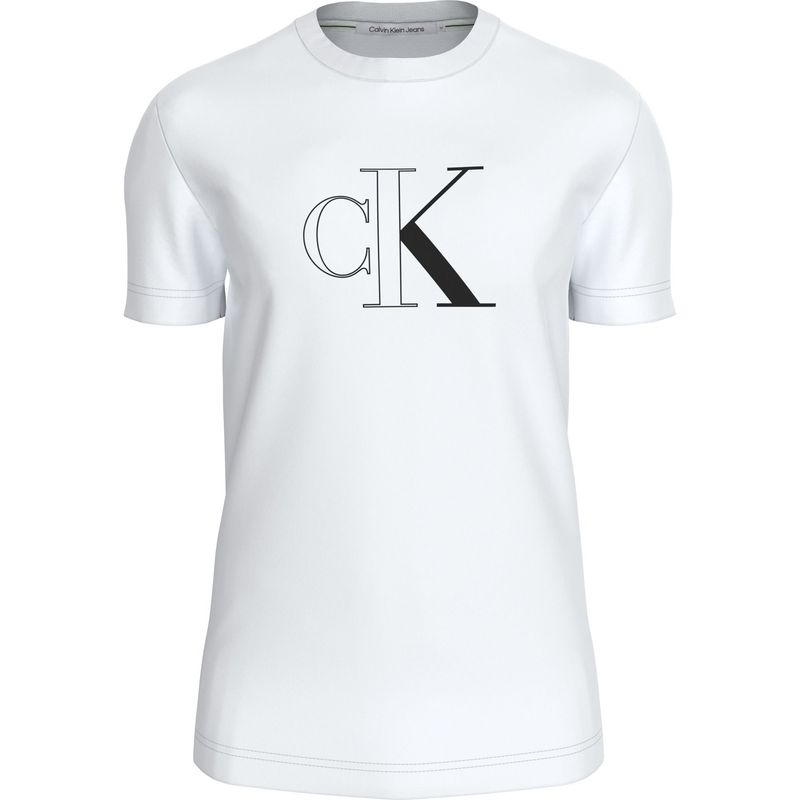 CALVIN KLEIN - Camiseta blanca con monograma delineado Calvin Klein