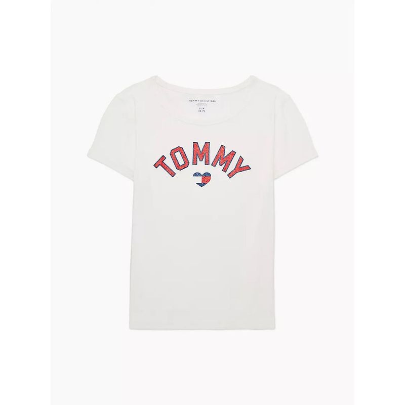 TOMMY HILFIGER - Camiseta Niña Blanca Con Logotipo De Corazón Adaptive Tommy Hilfiger