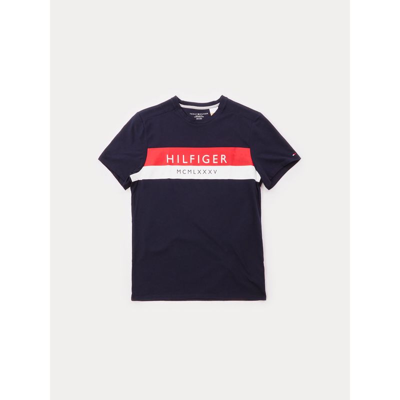 TOMMY HILFIGER - Camiseta azul manga corta con logo - Adaptive Tommy Hilfiger