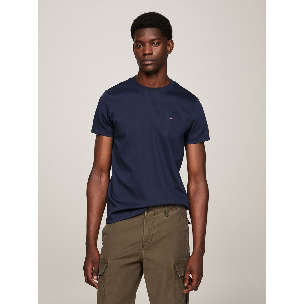 TOMMY HILFIGER - Camiseta azul de tejido interlock con corte slim Tommy Hilfiger