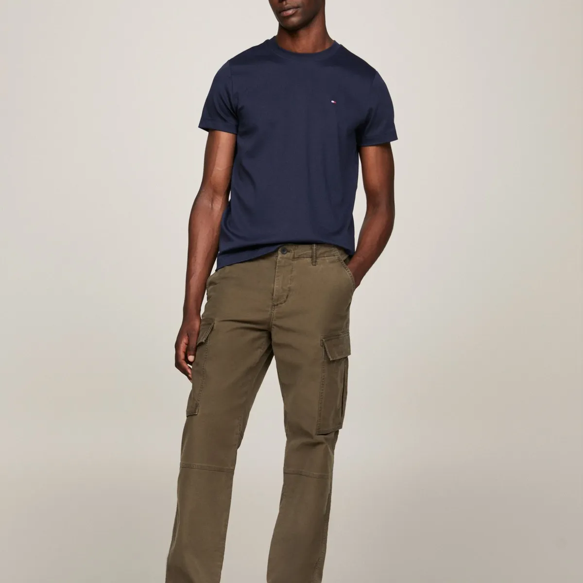 TOMMY HILFIGER - Camiseta azul de tejido interlock con corte slim Tommy Hilfiger